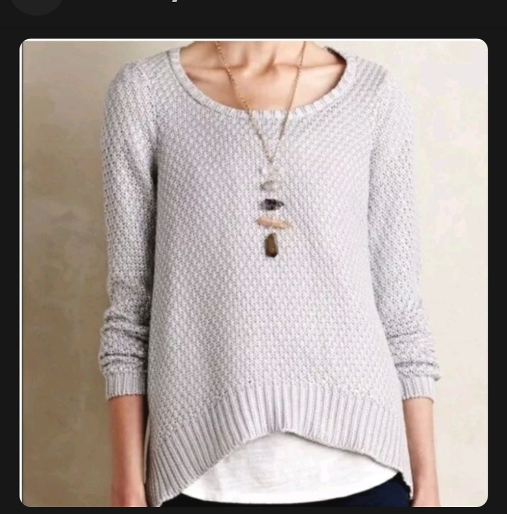 Anthropologie Moth Curved Hem Metallic Sweater Size Medium